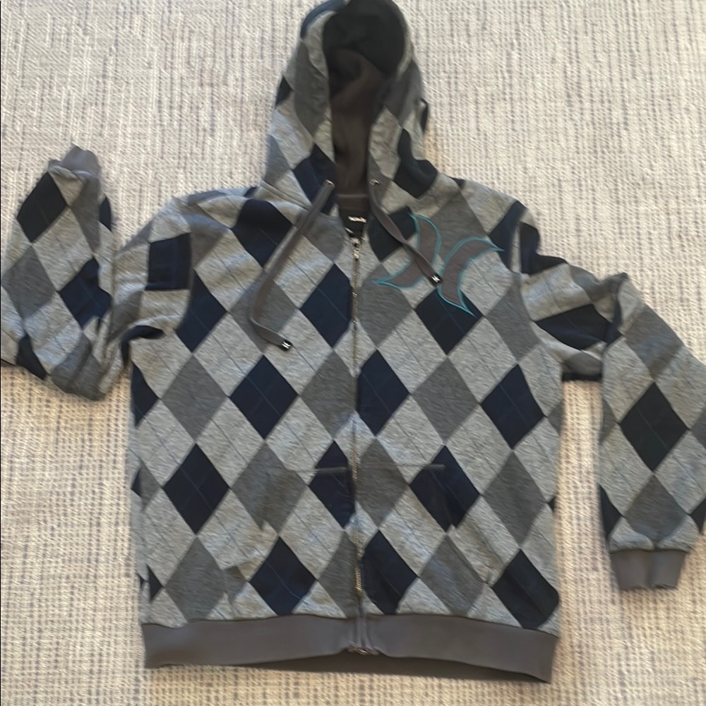 Hurley’s Gray and Blue Argyle Hoodie